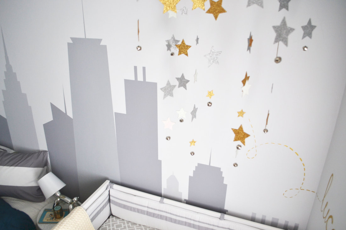 Boys grey, white and gold nursery design and room ideas