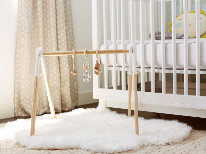 natural wood baby gym from etsy
