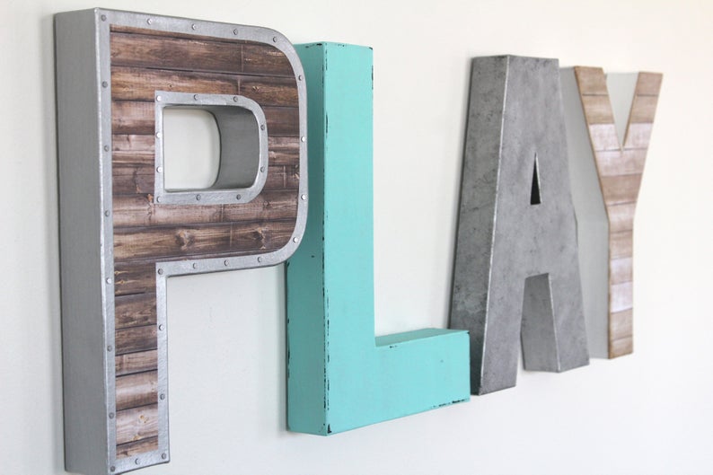 PLAY wall letters etsy