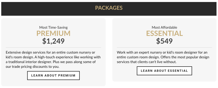 YouthfulNest two design service packages