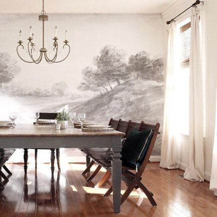 Anewall Shaded Landscape wallpaper in dining room