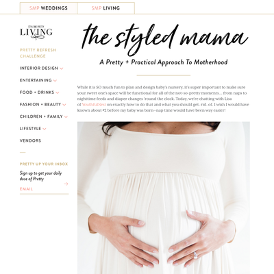 Style Me Pretty Living pregnant mother to be in white dress