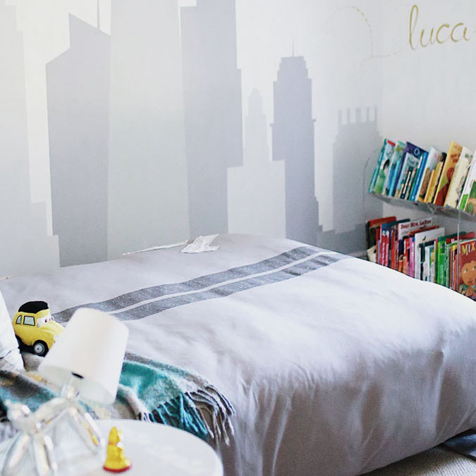 NYC Skyline mural stencil for accent wall decor
